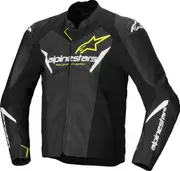 Alpinestars Faster V3 Airflow perforated Motorcycle Leather- / Textile Jacket, black-yellow, Size 50 for Men Black Yellow