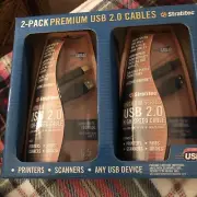 USB High-Speed Printer Cable 24K Gold Plated 6.5 Feet USB-A to B 2-Pack