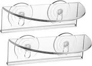 VANZACK 2Pcs Transparent Acrylic Suction Cup Shelves Load Bearing Bracket for for Bathroom Kitchen and Room Durable Plant Holders and Organizers