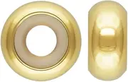 [Adabele] Solid 1/20 14K Yellow Gold Filled Rubber Bead Charm Stopper Clip Spacers for 4mm Snake Chain Bangle Leather Bracelet Personalized Women Jewelry