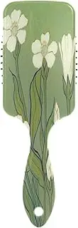 White Flowers Green Hair Comb Massager, Detangling Brush, Hair Brush Men