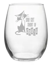 Susquehanna Glass Set of 4 One Cat Short Stemless Wine Tumblers