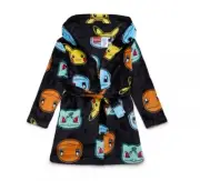 Pokemon Pikachu Character Plush Fleece Hooded Bathrobe Robe Kids Boys 4/5