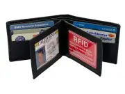 Men's Genuine Leather Thin Bifold Wallet ID Card Zip Flap Top Front Pocket