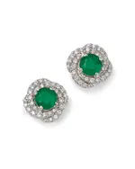 Bloomingdale's Fine Collection Emerald & Diamond Spiral Stud Earrings in 14K White Gold