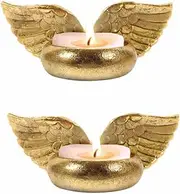 Angel Wings Tealight Candle Holder, 2 Pack Prayer Candle Holder for Christening Favor, Baptism Favor, Communion, Religious Favor Votive Holder Memorial Gifts