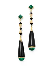 Bloomingdale's Fine Collection Black Onyx, Malachite & Diamond Drop Earrings in 18K Yellow Gold