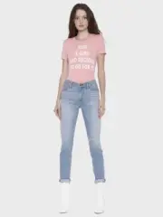 ALICE & OLIVIA CECILY top t shirt JUST A GIRL WHO DECIDED TO GO FOR IT Pink new