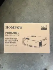 Hompow White Portable LED Mini Projector, 1080p Resolution, Model T20