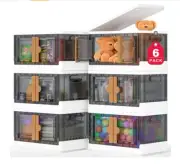 NEW 34QT Wheels Doors Collapsible Foldable Lidded Stackable Storage Bins (6pc)