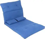 Sofa Bed,78.7x35.4x7.9 Cloth Sponge Foldable Adjustable Lounger Sofa with 2 Pillows Floor Sofa for Home Bedroom Living Room(Blue)