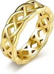 [Raymard] Mens Viking Celtic Knot Band Rings, Stainless Steel Celtic Line Fidget Rings for Men, Size 7-12