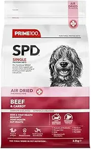Prime 100 SPD Air Dried Dog Food, Beef & Carrot, 2.2kg, Single Protein Diet Joint Health Dog Food for Senior Dogs High Protein Senior Dog Food Healthy Skin and Coat (2.2Kg)