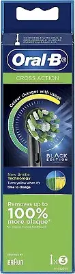 Oral-B Cross Action Electric Toothbrush Replacement Brush Heads, Black, 3 Count