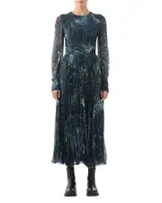 Jason Wu Collection Printed Chiffon Pleated Midi Dress