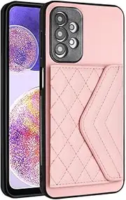Case Compatible with Samsung Galaxy A23 (165.4mm) Wallet Cover [PU Leather + Shell + Card Slot] Magnetic Clasp Kickstand Pink