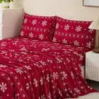 Sheets Print Snowflake Pattern Christmas Holidays 4Piece Set 1 Fitted Sheet 1 Fl