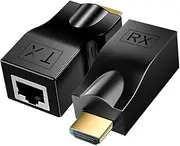 HDMI Extender 4k Adapter Over Cat5e/6 (1pair), HDMI Repeater to RJ45 Ethernet Network Converter, 4k HD 1080p UP to 30m/98ft, for HDTV, Set-top Boxes, DVD, PS4, STB, Black