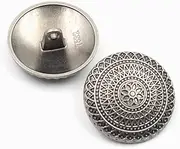 10Pcs Clothes Buttons - Retro Metal Sewing Buttons Shank Round Shaped Button Set for Blazer, Suits, Coat, Uniform, Jacket (Silver, 25mm)