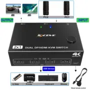 2x2 4K HDMI KVM Switch 2 Ports USB Dual Monitor 2 Computer Control Switch US