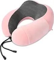 EZONEDEAL Neck Pillow for Traveling, Upgraded Travel Neck Pillow Airplane Memory Foam Travel Pillow,Comfortable & Supportive Neck Pillow for Sleeping Rest, Airplane Car & Home Use (Pink)