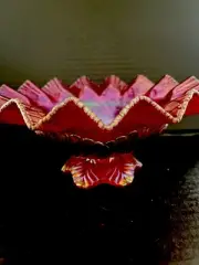 Fenton Ruby Stretch Glass Basket Vase