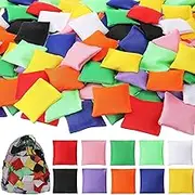 100 Pack Bean Bags for Tossing Small Mini Colorful Cornhole Bags Bulk for Tossing Game Nylon Bean Bags Sack Tossing Bags for Kids Outdoor Hand Toss Games Party Supply, 2.4 x 2.4 Inch