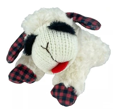 Multipet Lamb Chop with Red Buffalo Check Dog Interactive 10.5" Plush Toy