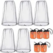 PACIOCEAN 5 PCS Mosquito Head Net Face Mesh, Head Protecting Net for,Camping Climbing Walking Mosquito Fly Insects Bugs Preventing (Regular Size, Grey) ﻿﻿﻿
