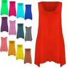 New Ladies Flared Swing Hankey Hem Top Sleeveless Scoop Neck Vest Plus size 8-26
