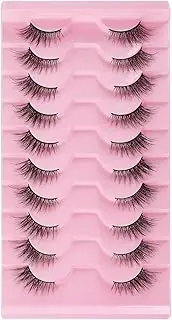 Half Lashes Natural Look Wispy False Eyelashes 15MM 3D Fluffy Faux Mink Lashes Wispy Cat Eye Lashes Look Like Extensions Curly Soft Fake Lashes 10 Pairs (Style 2)