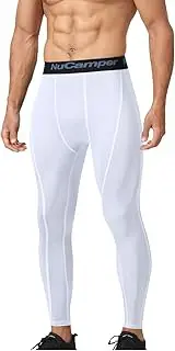 NuCamper Men’s Compression Pants Running Tights Workout Leggings Athletic Base Layer for Sports Basketball Gym