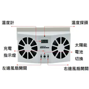 排風扇 車用排風扇 太陽能汽車排風扇 溫度顯示 換氣 降溫 排煙