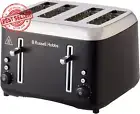 Addison 4 Slice Toaster Matte Black Wide Slots Defrost Reheat Dual Controls