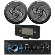 Pyle PLCD43BTM Marine Bluetooth CD Radio, 2x 4" 100W Speakers, Cover (Black)