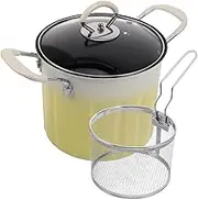 Gatuida Stainless Steel Tempura Fryer Pot Cast Iron Deep Fryer Induction Cooker Compatible Frying Pot Lid Large Oil Drip Drainer