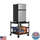 Phonando Mini Fridge Stand With Storage, Heavy Duty Mobile Shelf With 4 Locka