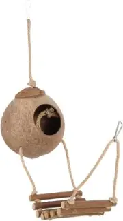 Coconut Hide for Reptiles with Ladder, Crested Gecko Tank Hide Reptile Climbing
