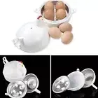 White Egg Cooker Steamer for Microwave Oven Easy and Convenient Cooking