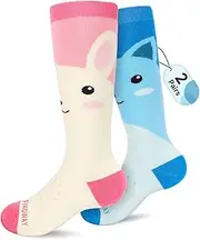 [findway] Kids Ski Socks Thermal Winter Snow Socks for Girls Boys Toddler, OTC Long Snowboarding Socks (2 Pairs/3 Pairs)
