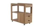 Costway 2 Drawers End Table Narrow Side Table w/Open Storage Shelf Rolling Nightstand Bedside Table