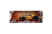 Jada Toys 1:24 Scale Xmen Wolverine Figure With Chevy Corvette Movie 2020 Diecast Model Car Gold