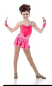 Get It Started PINK Child Small Jazz Tap New Dance Costume Unitard & Hand Gloves