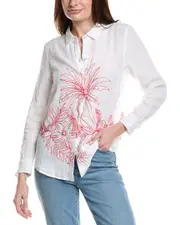 Tommy Bahama Portico Palms Corded Embroidered Linen Shirt