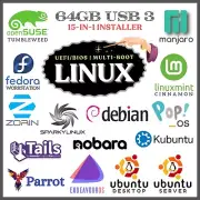ULTIMATE 2025 LINUX OS EDITION, 15-IN-1 MULTI-BOOT-USB, LIVE/INSTALL, UEFI/BIOS