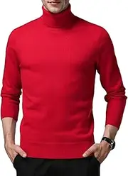 [Generic] Men's Wool & Cashmere Turtleneck Sweaters - Slim Fit Lightweight Knit Pullover, Long Sleeve High Neck Thermal Top