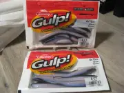 2 Packs Berkley Gulp Fishing Baits 4" Split Tail Minnow Rainbow Color