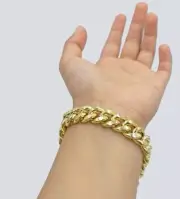 Real 10k Yellow Gold 11mm Miami Cuban Link Bracelet 9" inch For Men's