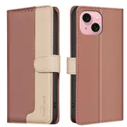 For Iphone 15 Colour Matching Rfid Anti-Theft Leather Phone Case