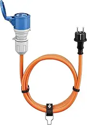 goobay EEC Adapter Cable for Caravan, 1.5 m, Plug with Protection Contact to EEC Socket with Locking Cap, IP44, Cable for Camping, Motorhome and Caravan, 76185
